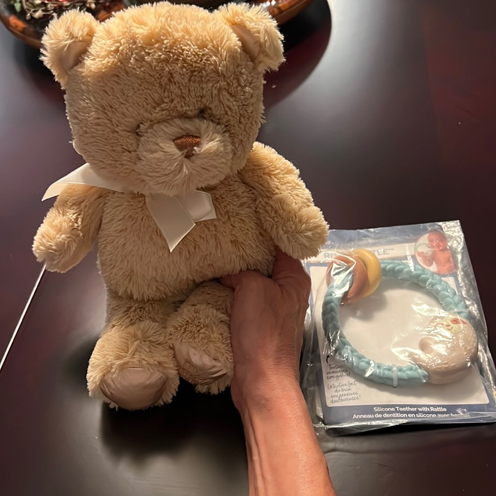 Baby gund teddy bear and ritzy rattle